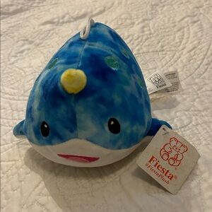 Fiesta Blue Narwhal Plush with Yellow Horn